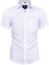 Alimens & Gentle Mens Short Sleeve Dress Shirts Wrinkle Free Solid Casual Button Down Shirts with Pocket